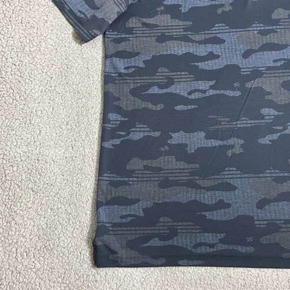 Travis Mathew Polo Shirt Mens 3XL Blue Camo Performance Golf Logo Stretch - Picture 7 of 9